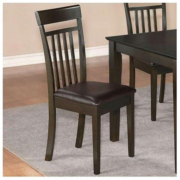 East West Furniture Capri slat back Chair with Leather Upholstered Seat- Cappuccino, 2PK CAC-CAP-LC